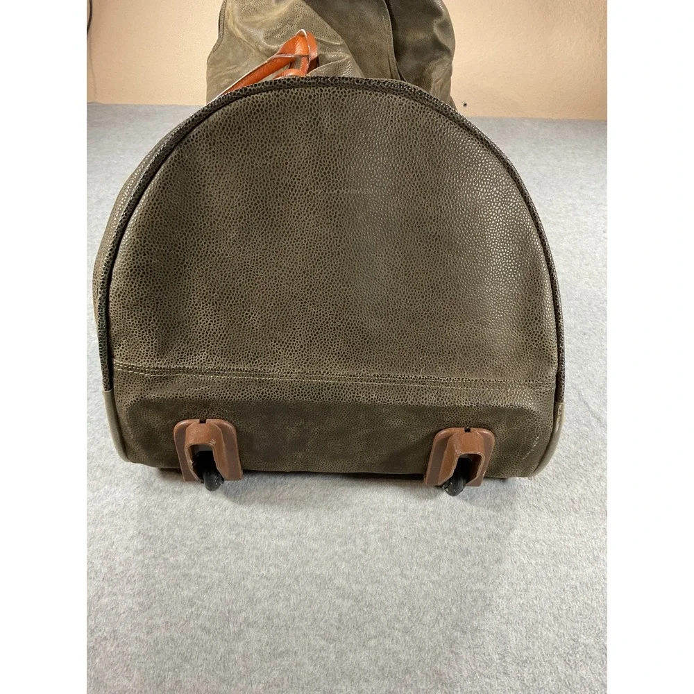 Brics Life Rolling Duffel Bag Brown Leather Trim Italy Travel Luggage